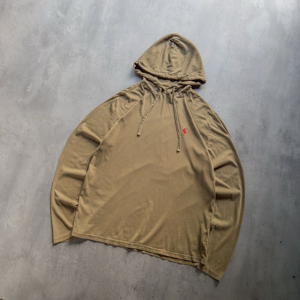 Polo Ralph Lauren Mens S Olive/Brown Hoodie Long Sleeve Cotton Casual Pullover
